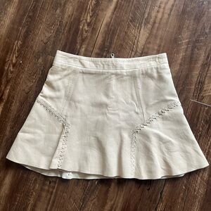 Zara Cream Leather Skater Skirt XS